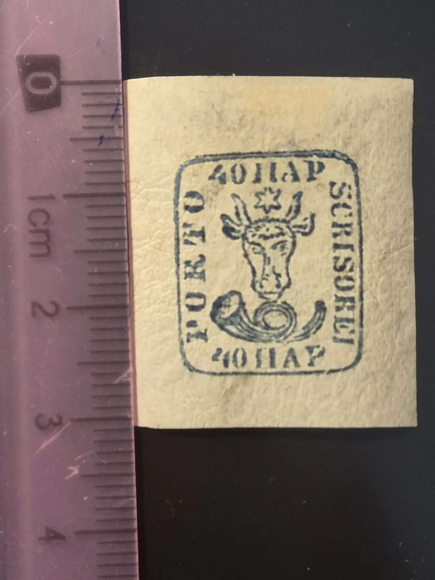 Cap de bour 40 par 1858 dimensiune aproximativ 3 x 2,5 cm