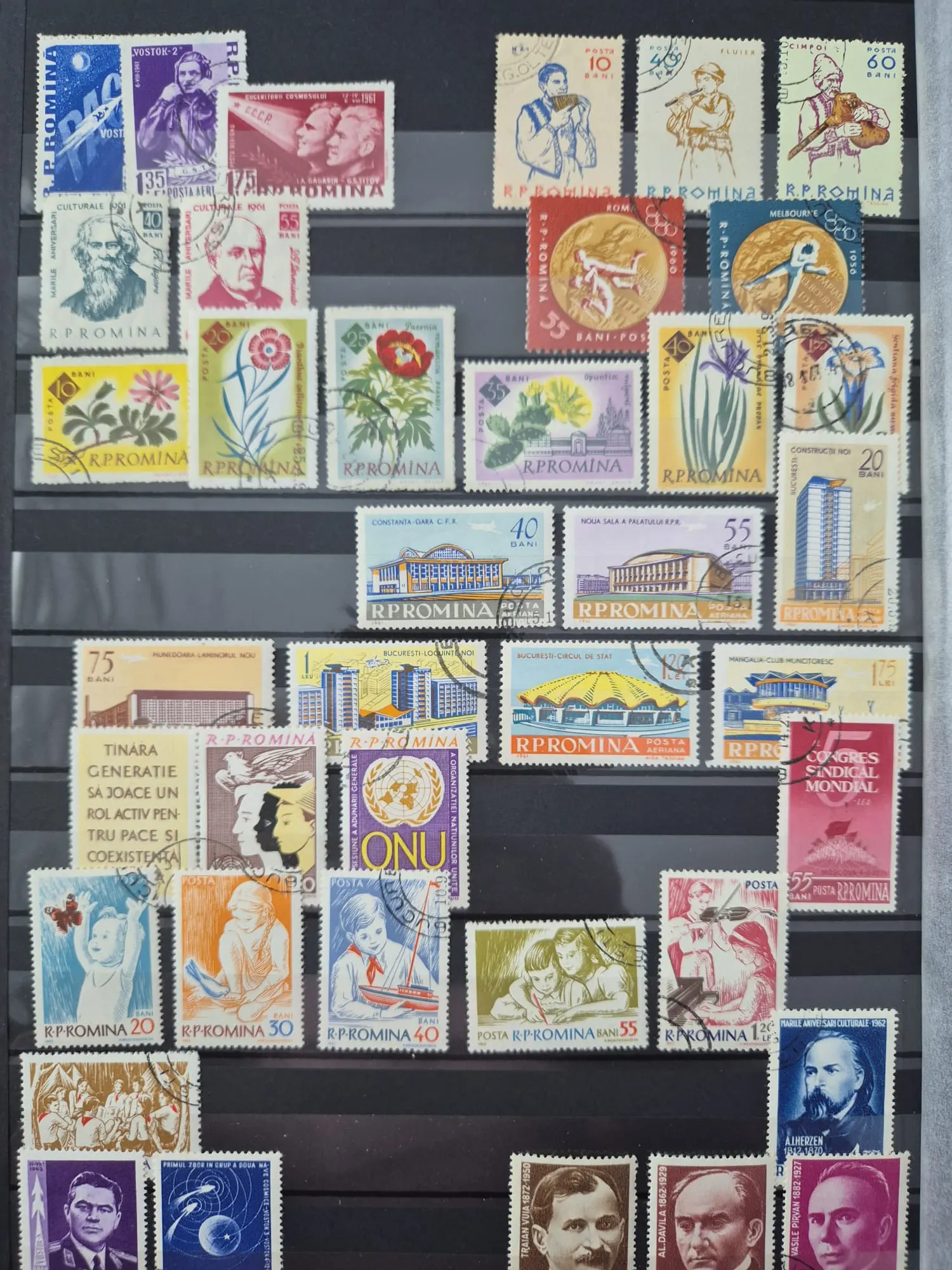 Timbre romanesti comune perioada comunista stampilate fara valoare mare clasor