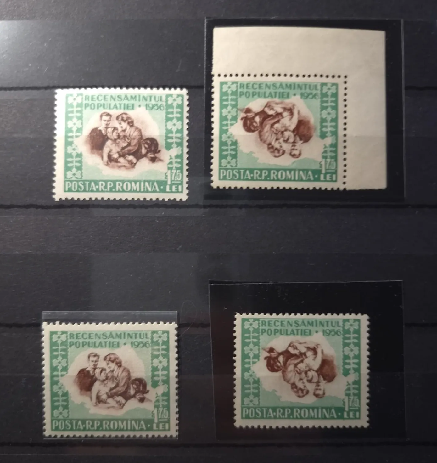 Timbre românești valoroase - Recensământ 1956 cu centru inversat