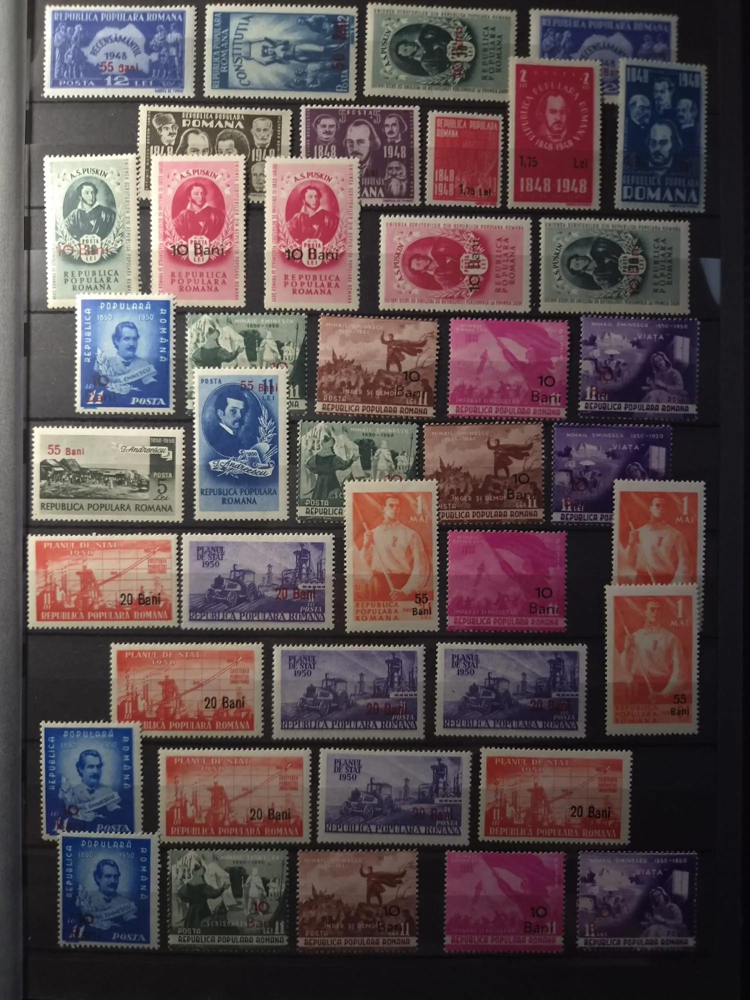 Timbre românești valoroase și supratipare România 1952 reforma monetară